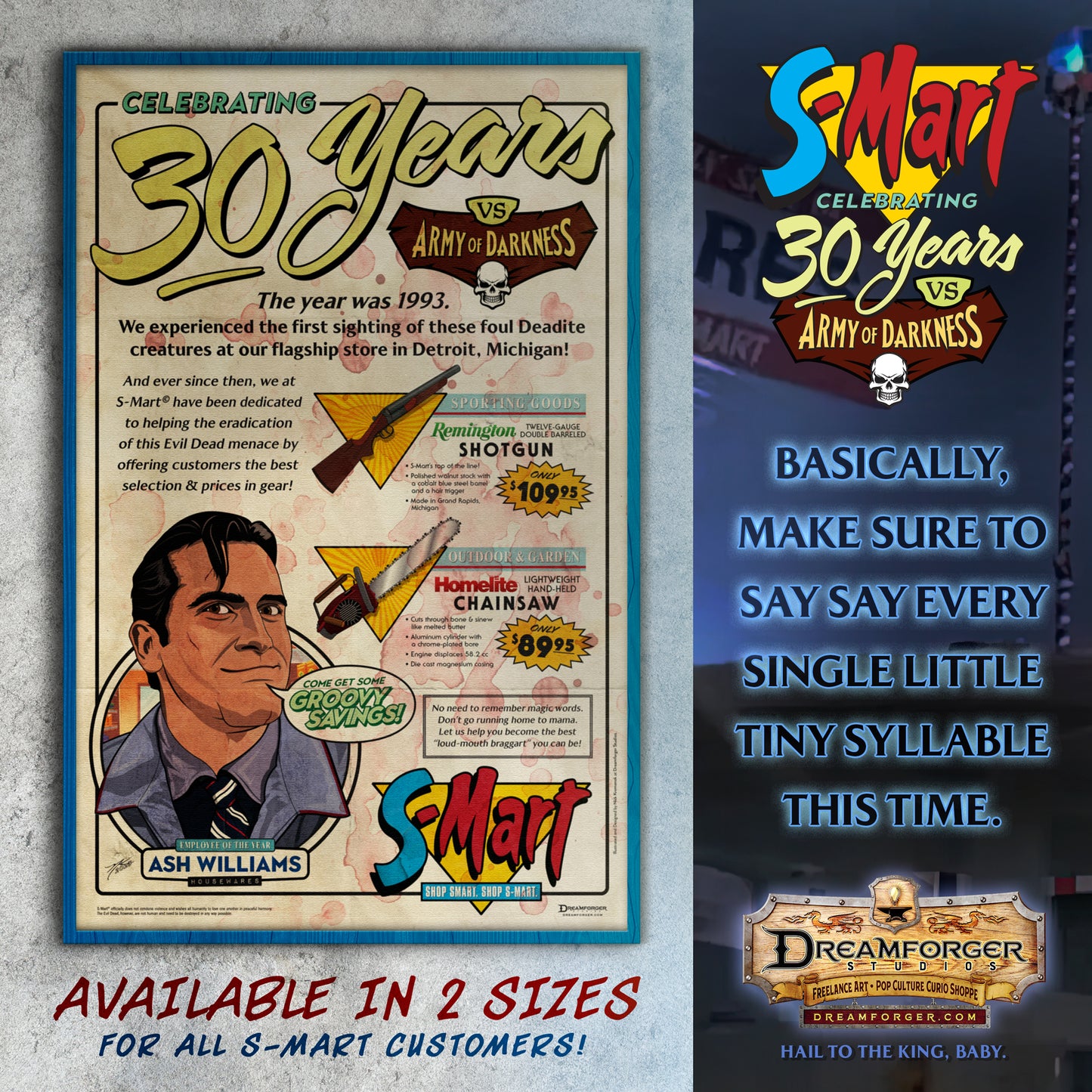 "S-Mart vs. Army of Darkness" 30th Anniversary Retro Ad