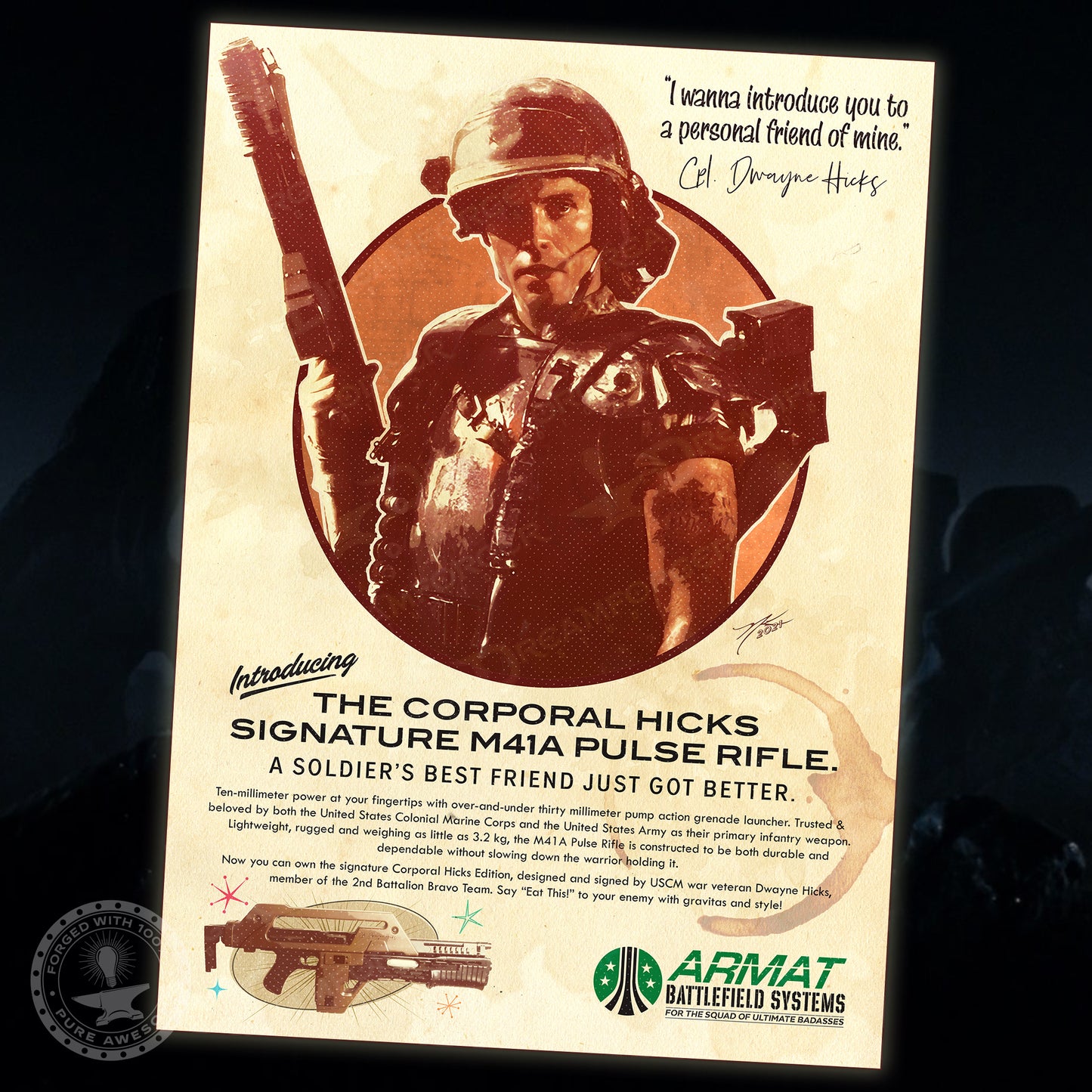 "Armat Signature M41A Pulse Rifle" Retro Ad