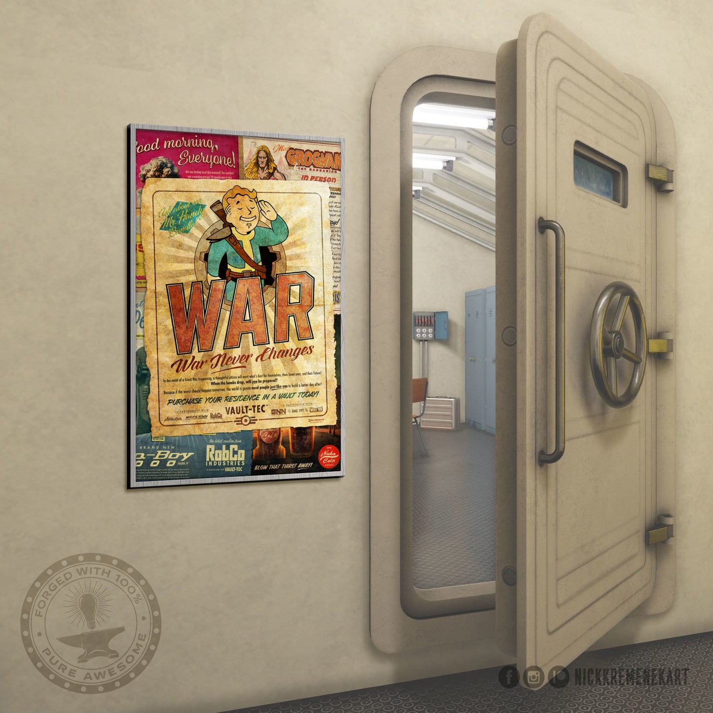 "War Never Changes Collage" Retro Ad Art Print