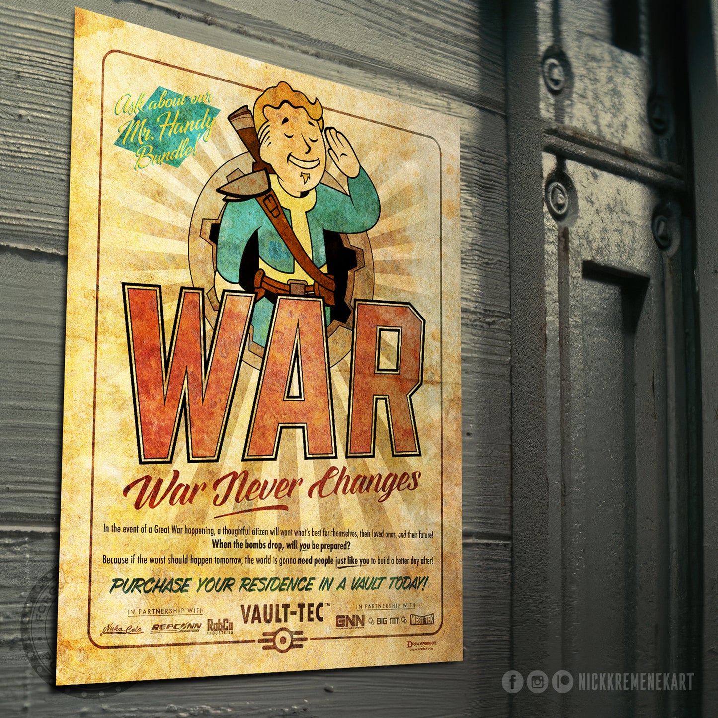 "War...War Never Changes" Retro Fallout Ad Art Print