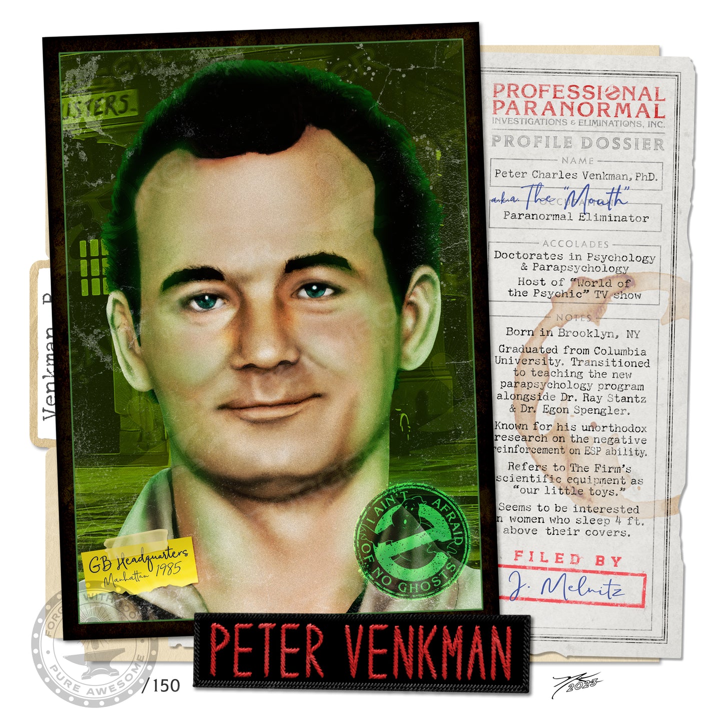 "Dr. Peter Venkman" REFORGED Portrait Art Mini-Print • Run of 150
