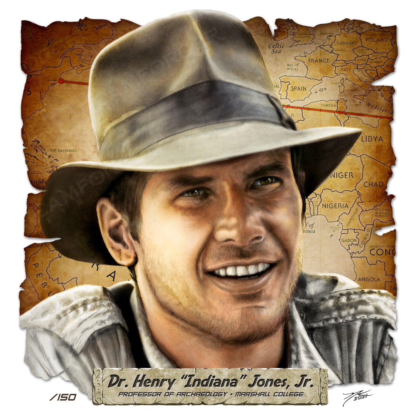 "Dr. Henry "Indiana" Jones Jr." Portrait Art Mini-Print • Run of 150