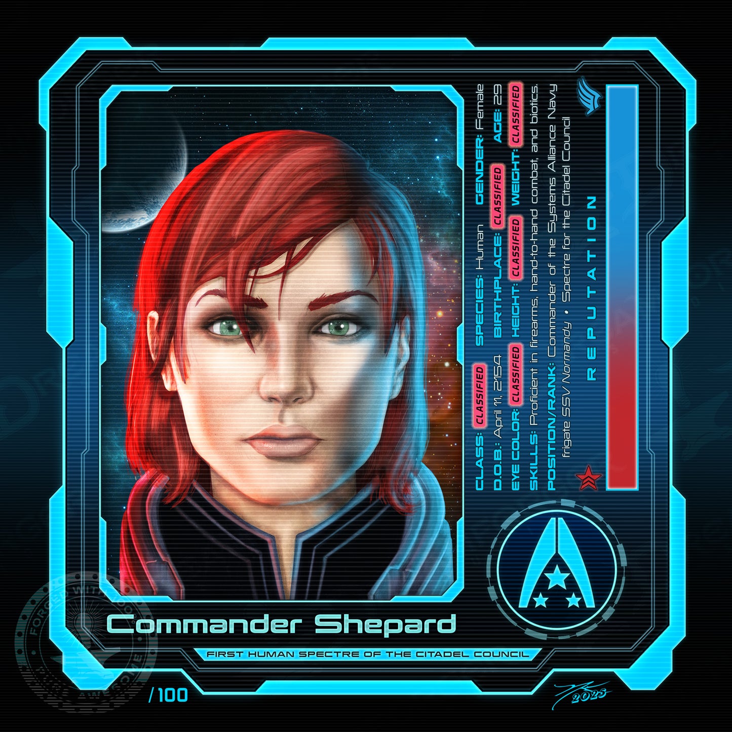 "Commander Shepard (FemShep)" Portrait Art Mini-Print • Run of 100