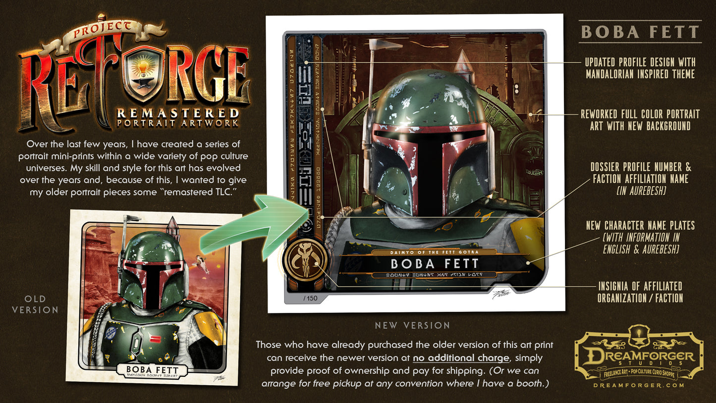 "Boba Fett • Infamous Bounty Hunter" REFORGED Portrait Art Mini-Print • Run of 150