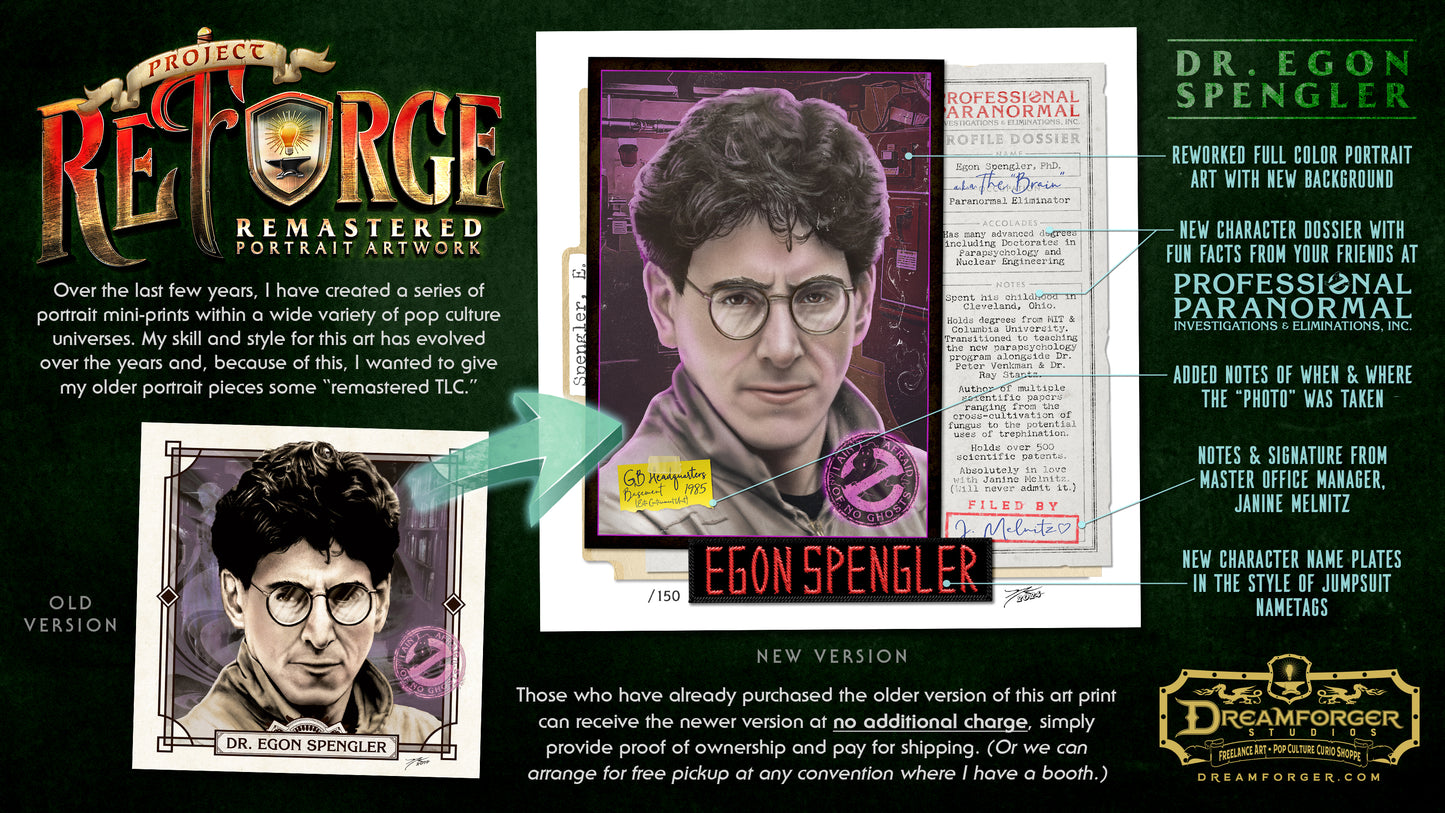 "Dr. Egon Spengler" REFORGED Portrait Art Mini-Print • Run of 150