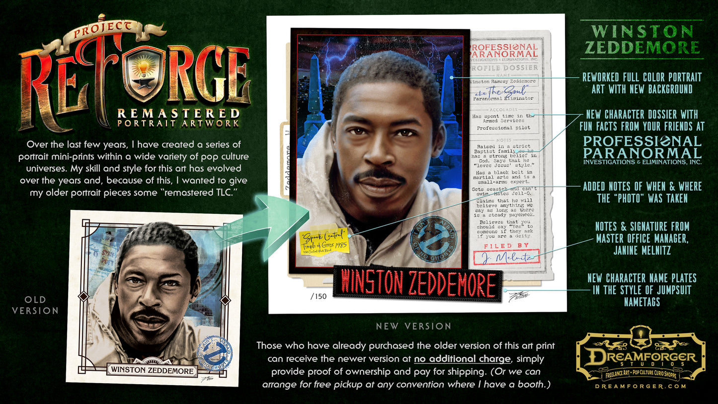 "Winston Zeddmore" REFORGED Portrait Art Mini-Print • Run of 150
