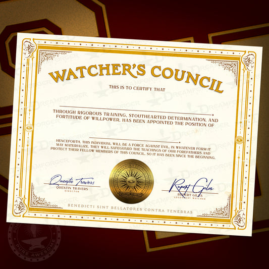 "Watcher's Council" Diploma Certtificate Art Print
