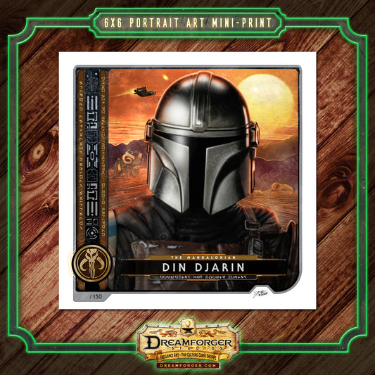 "Din Djarin "The Mandalorian" • Gunfighting Bounty Hunter" Portrait Art Mini-Print • Run of 150