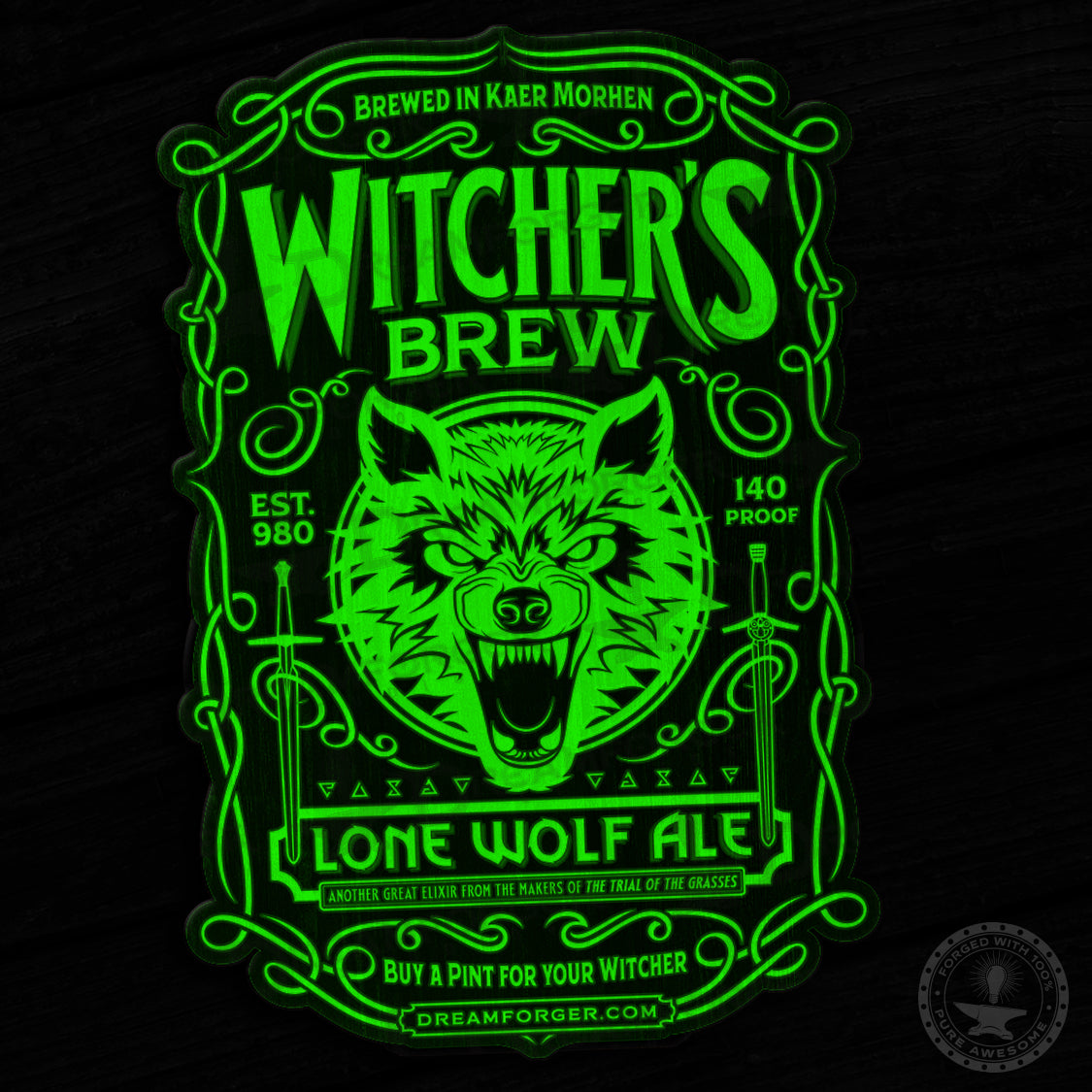 The Witchering "Witcher's Brew" GITD Magical Decal