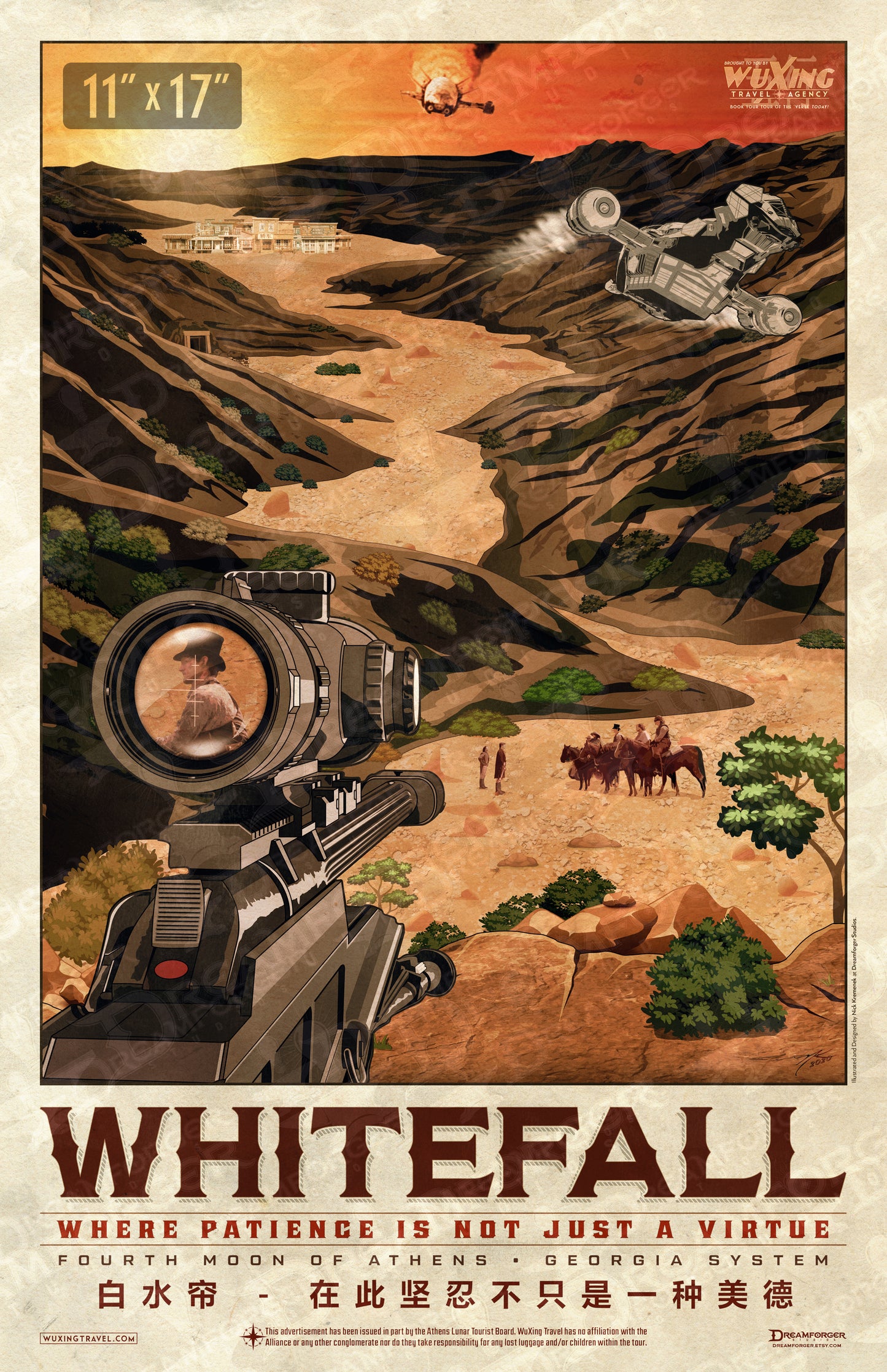 "Whitefall" Planetary Travel Poster (WuXing Travel Agency series)