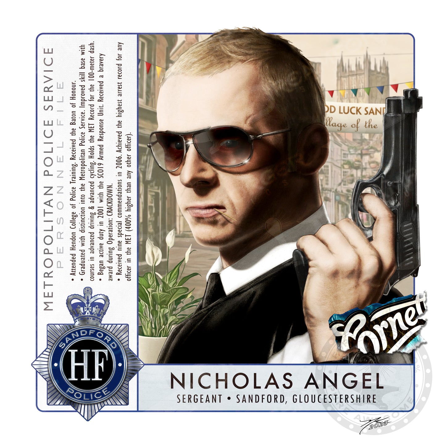 "Sergeant Nicholas Angel" Portrait Art Mini-Print • Run of 150