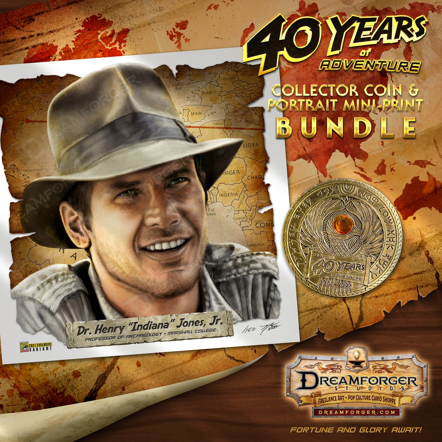 "40 Years of Adventure" Coin & Mini-Print Bundle