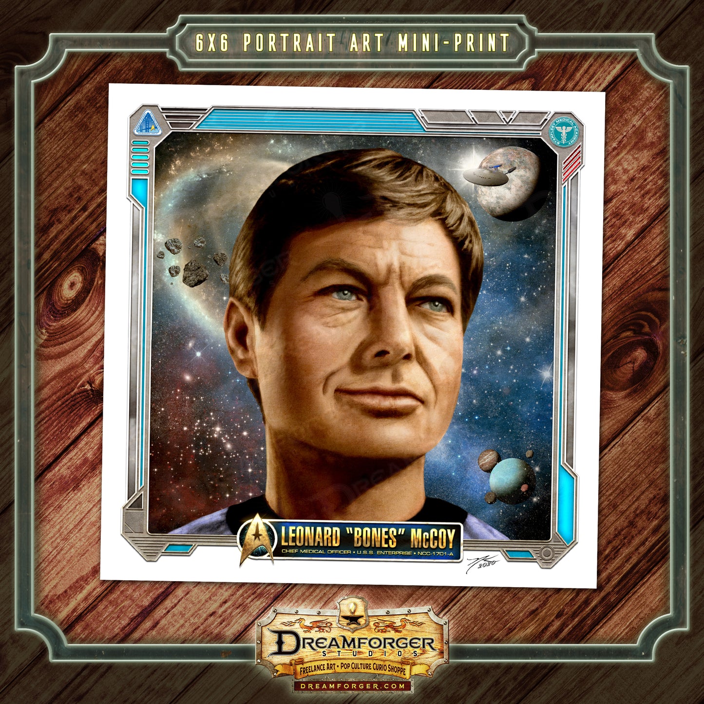 "Leonard "Bones" McCoy • Chief Medical Officer of the U.S.S. Enterprise" Portrait Art Mini-Print • Run of 150 (Remastered)
