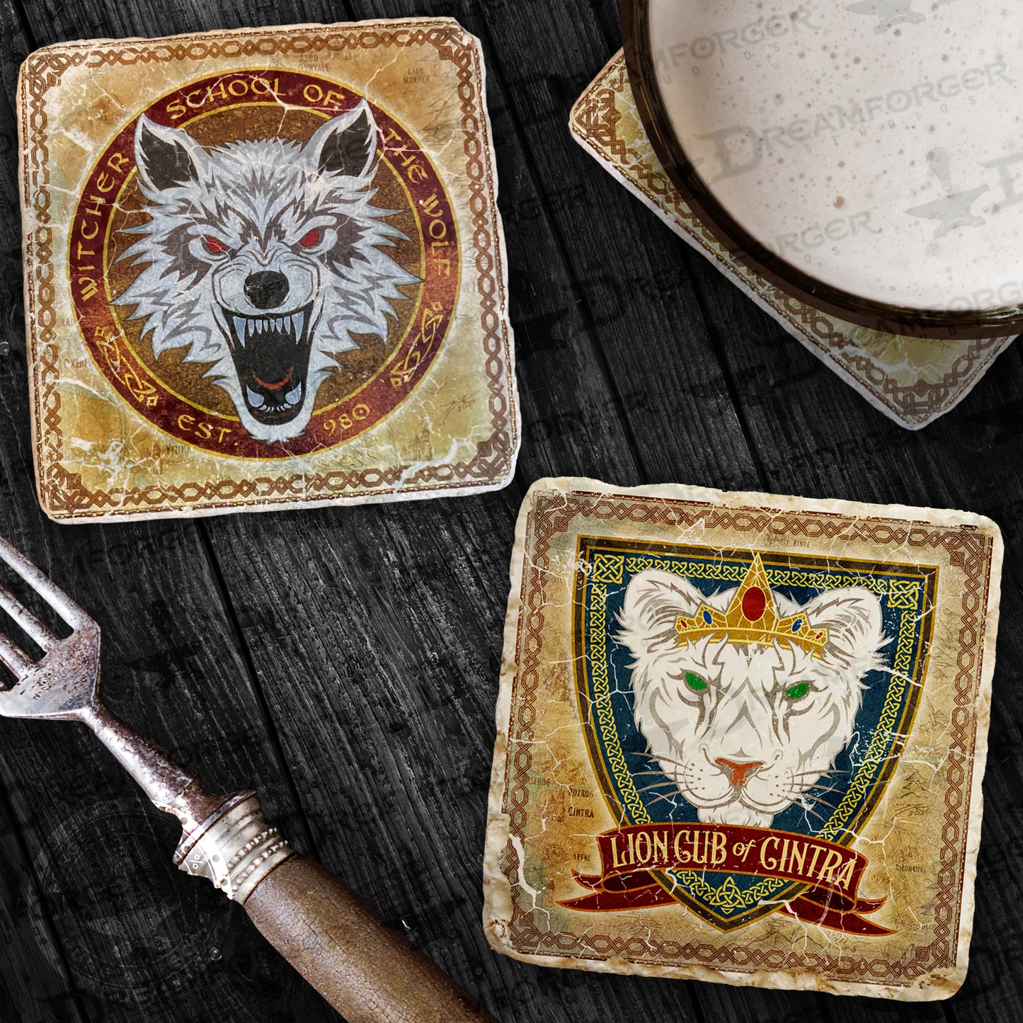 "Heroes of the Continent" Italian Marble Coasters