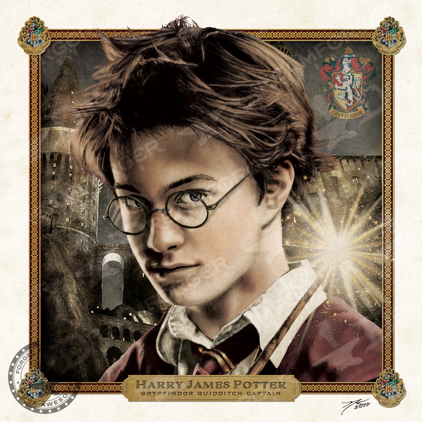 "Harry Potter • Gryffindor Quidditch Captain" Portrait Art Mini-Print • Run of 150