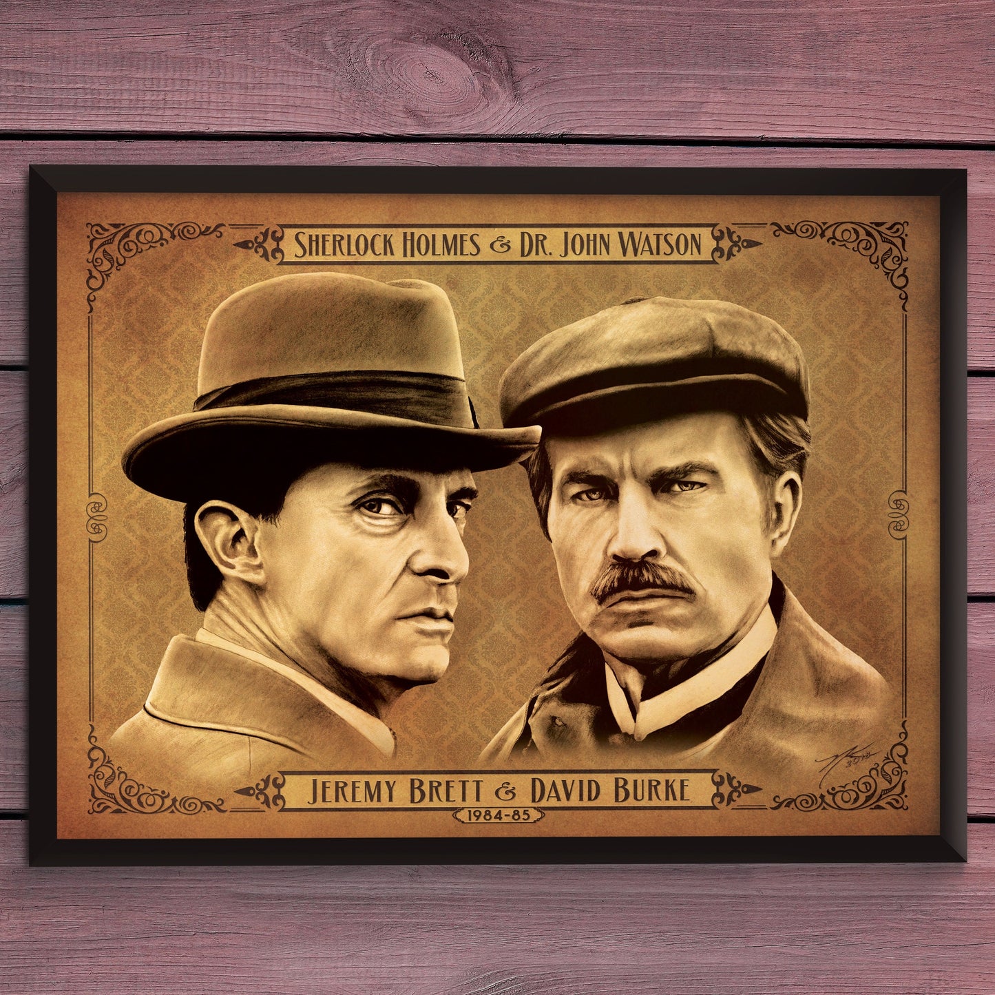 "Sherlock Holmes and Dr. Watson - Jeremy Brett & David Burke" Portrait Art Print