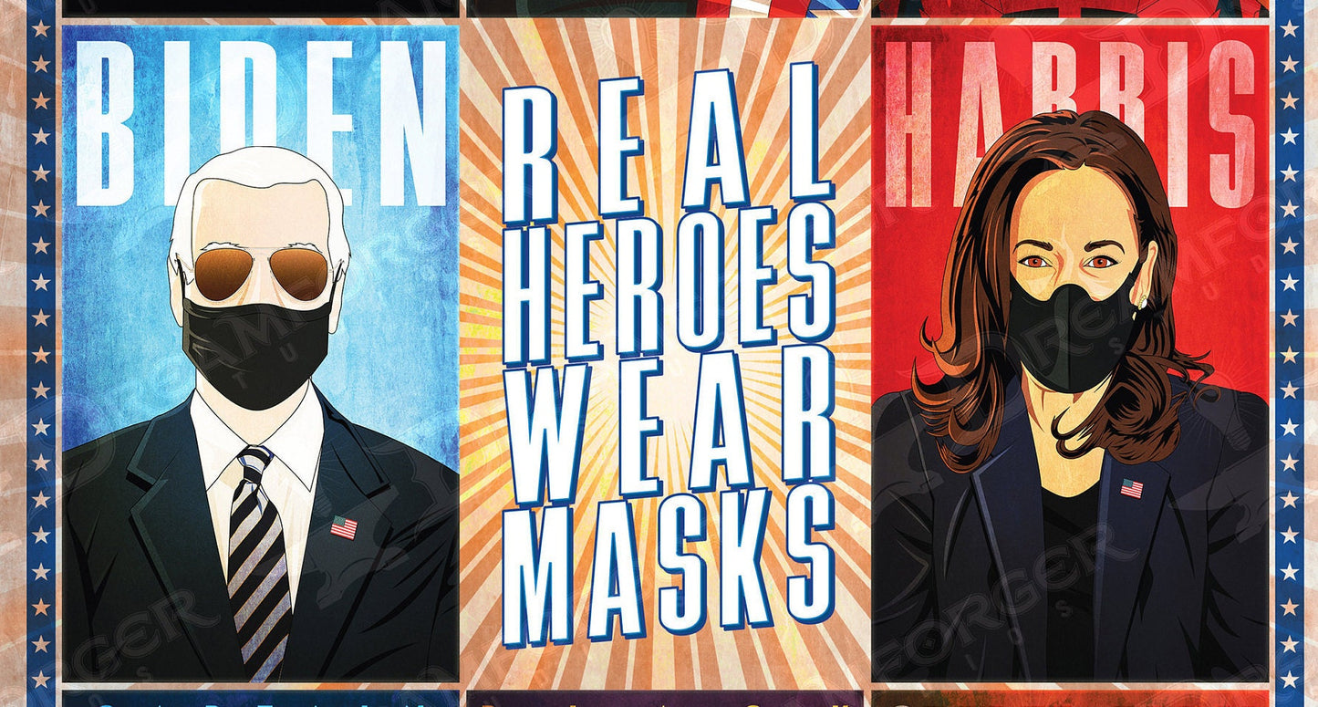 "Real Heroes Wear Masks" Limited Edition Minimalistic Superhero Political Poster