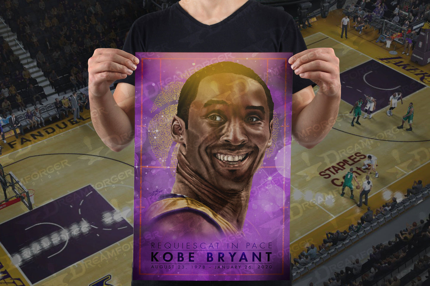Kobe Bryant Tribute Poster 11" x 17" Hand-Drawn Custom Art (All Profits go to the MambaOnThree Fund!)