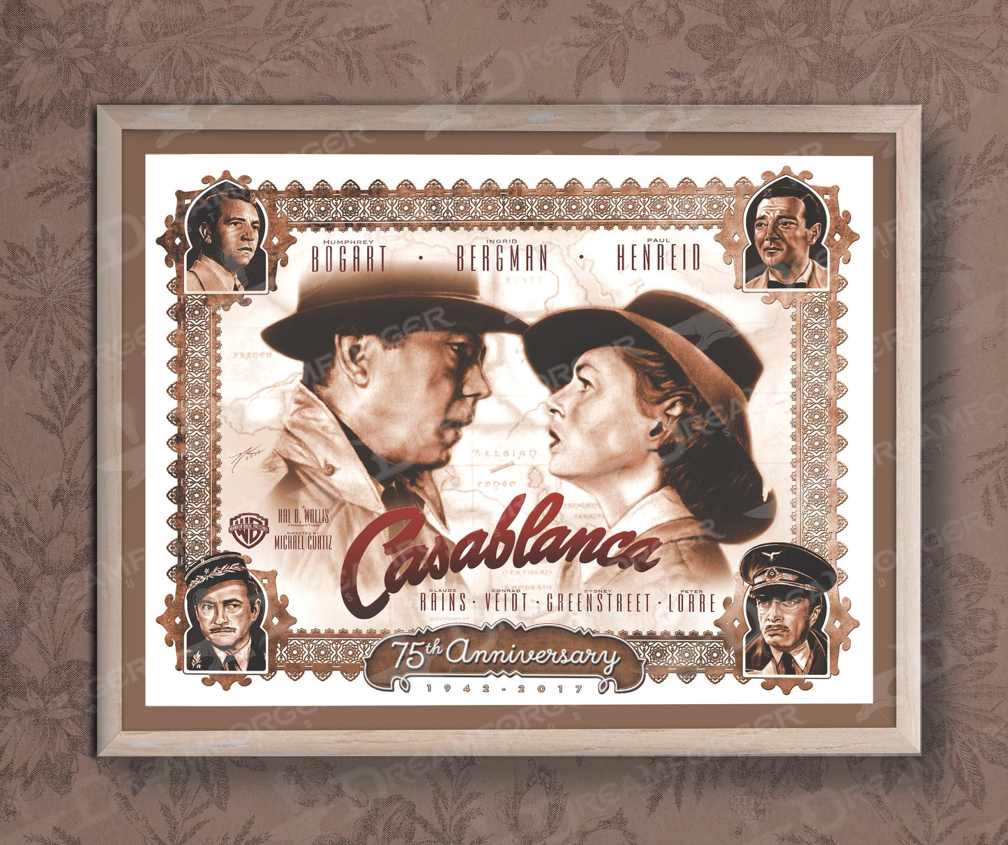 Casablanca 75th Anniversary 12" x 18" Poster Hand-Drawn Custom Art • Limited Print Run of 15