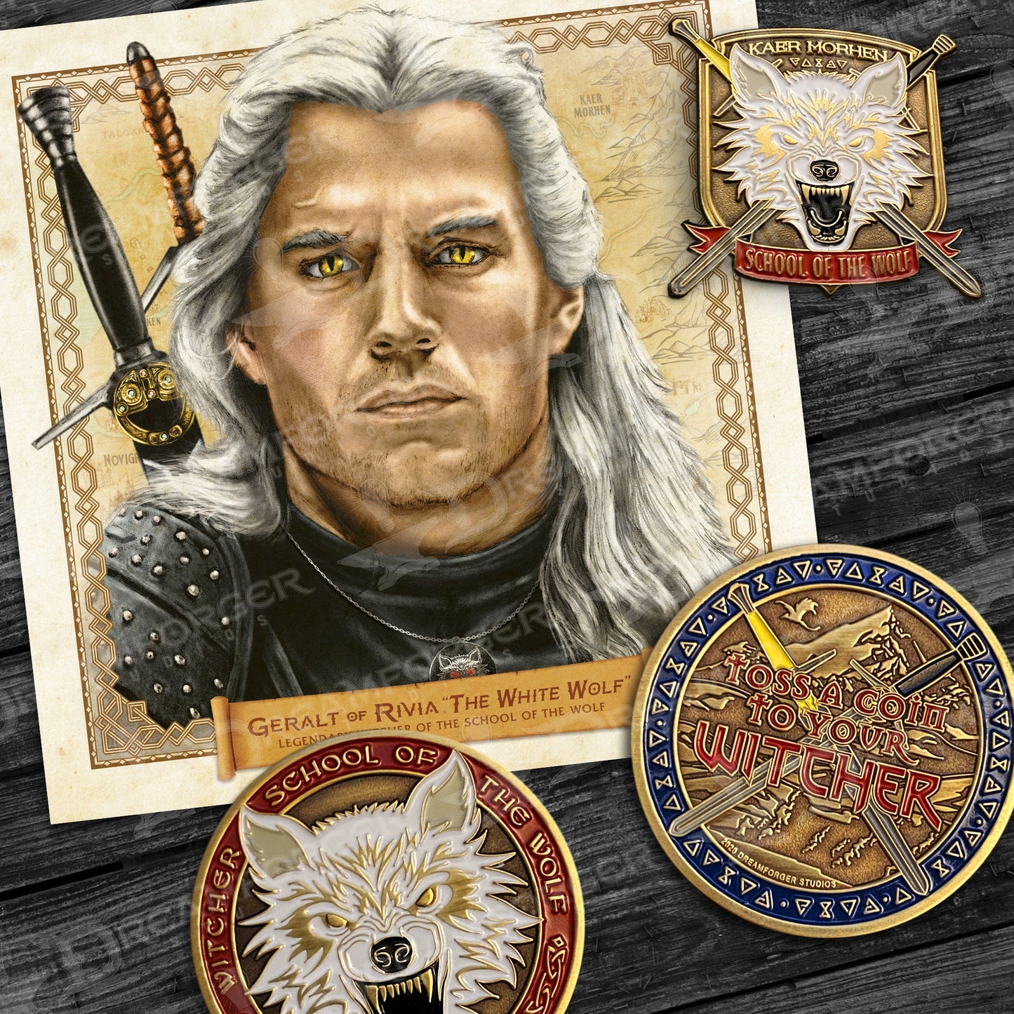 "Kaer Morhen Bundle" - Coin, Lapel Pin & Mini-Print!