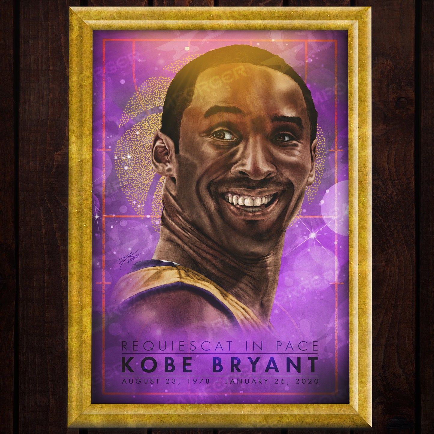 Kobe Bryant Tribute Poster 11" x 17" Hand-Drawn Custom Art (All Profits go to the MambaOnThree Fund!)