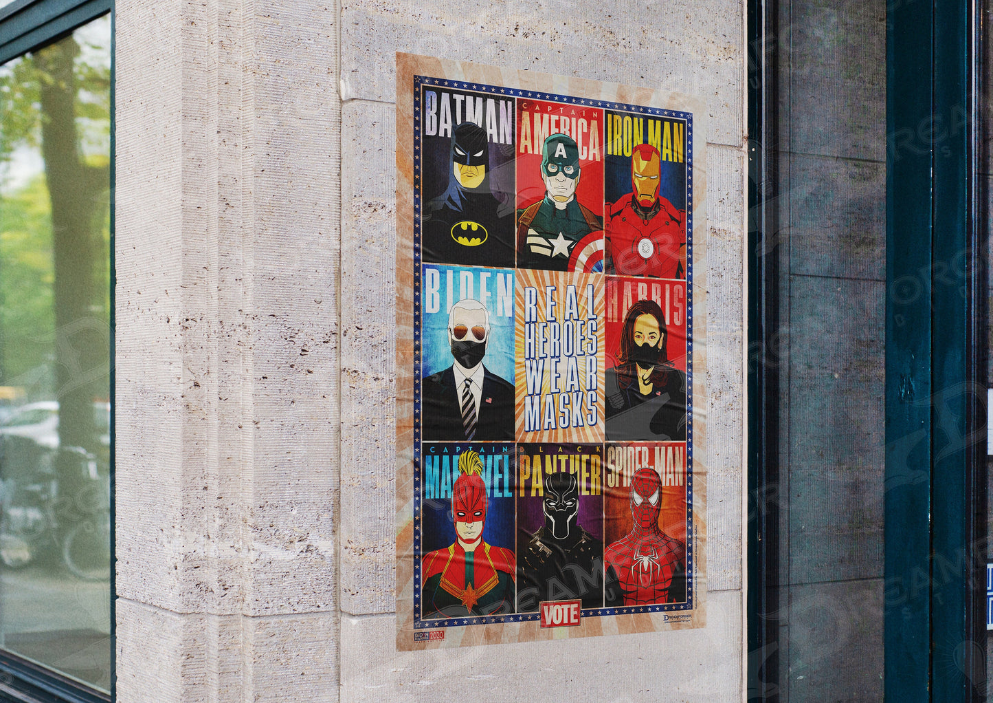 "Real Heroes Wear Masks" Limited Edition Minimalistic Superhero Political Poster