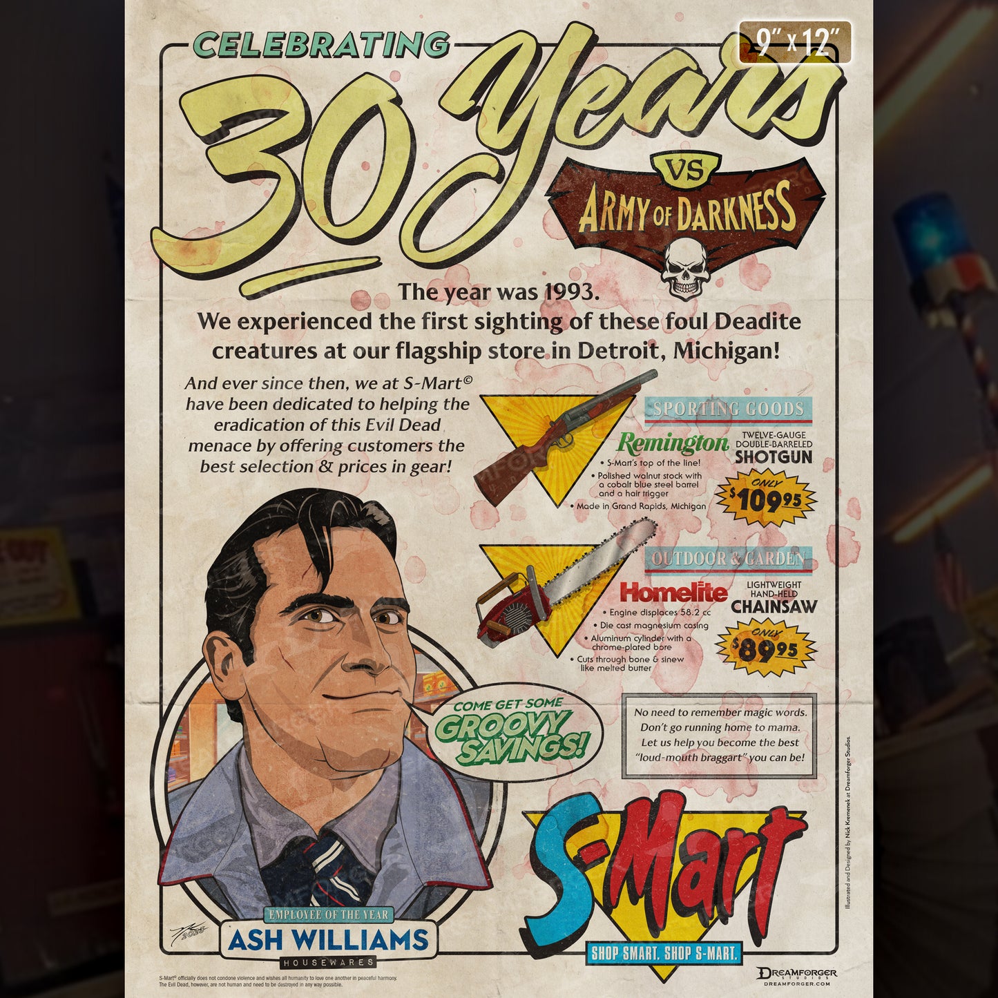 "S-Mart vs. Army of Darkness" 30th Anniversary Retro Ad
