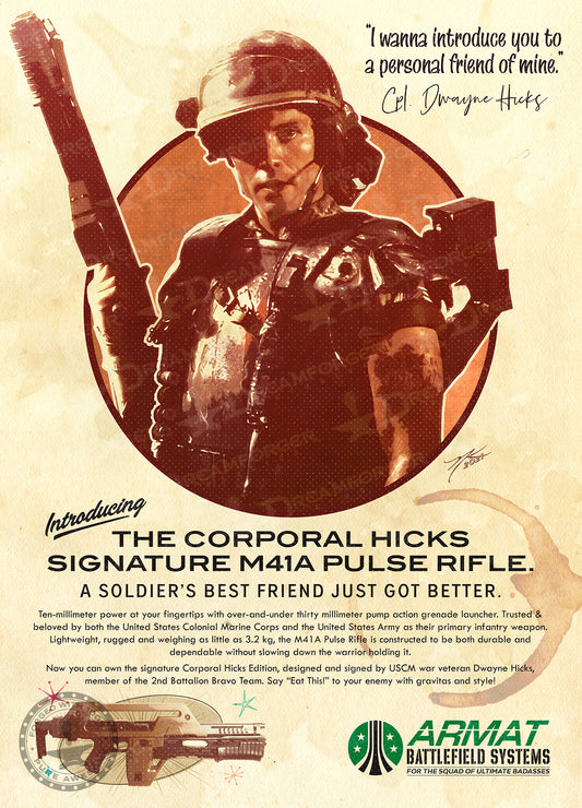 "Armat Signature M41A Pulse Rifle" Retro Ad