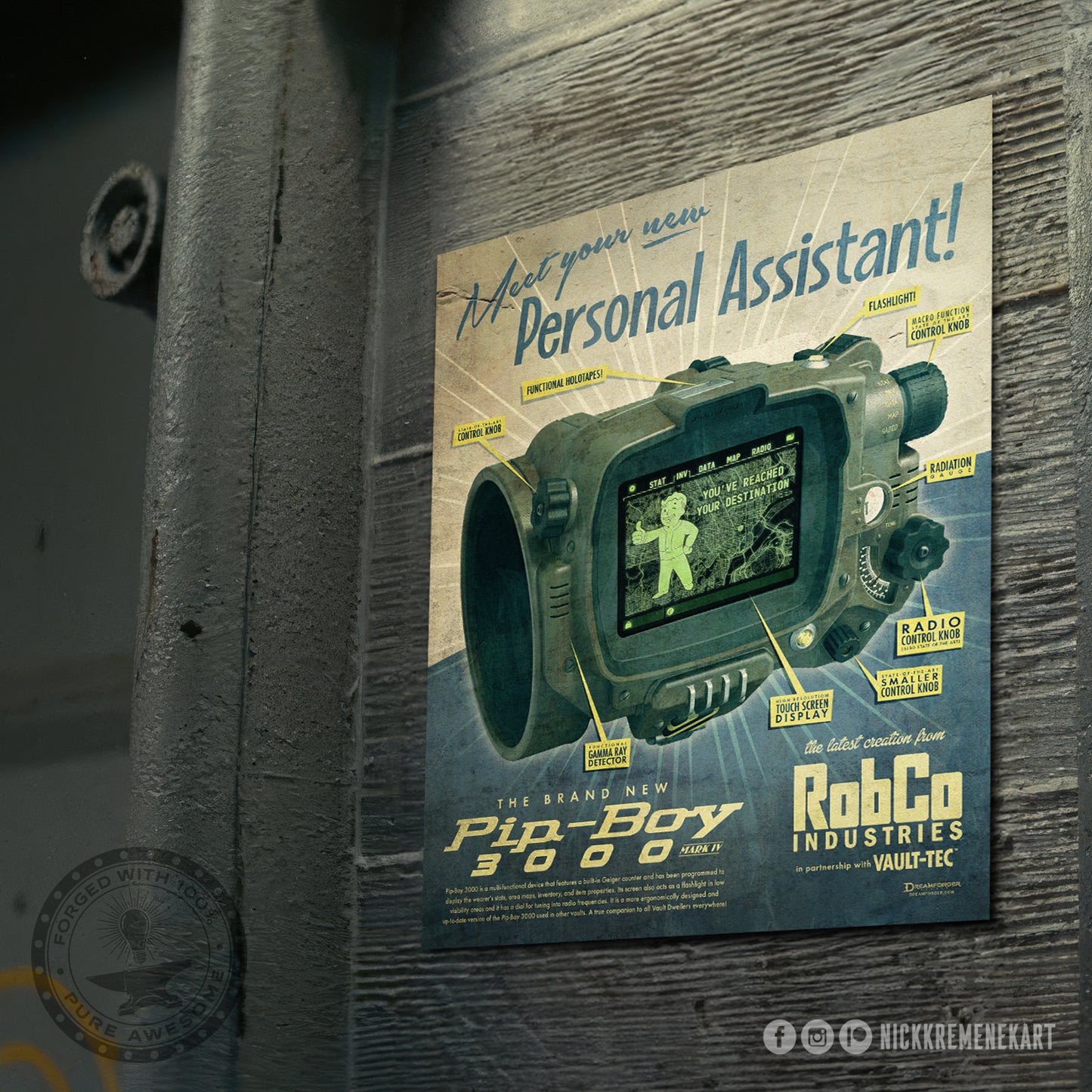 "Pip-Boy 3000 Mark IV" Retro Fallout Ad Art Print