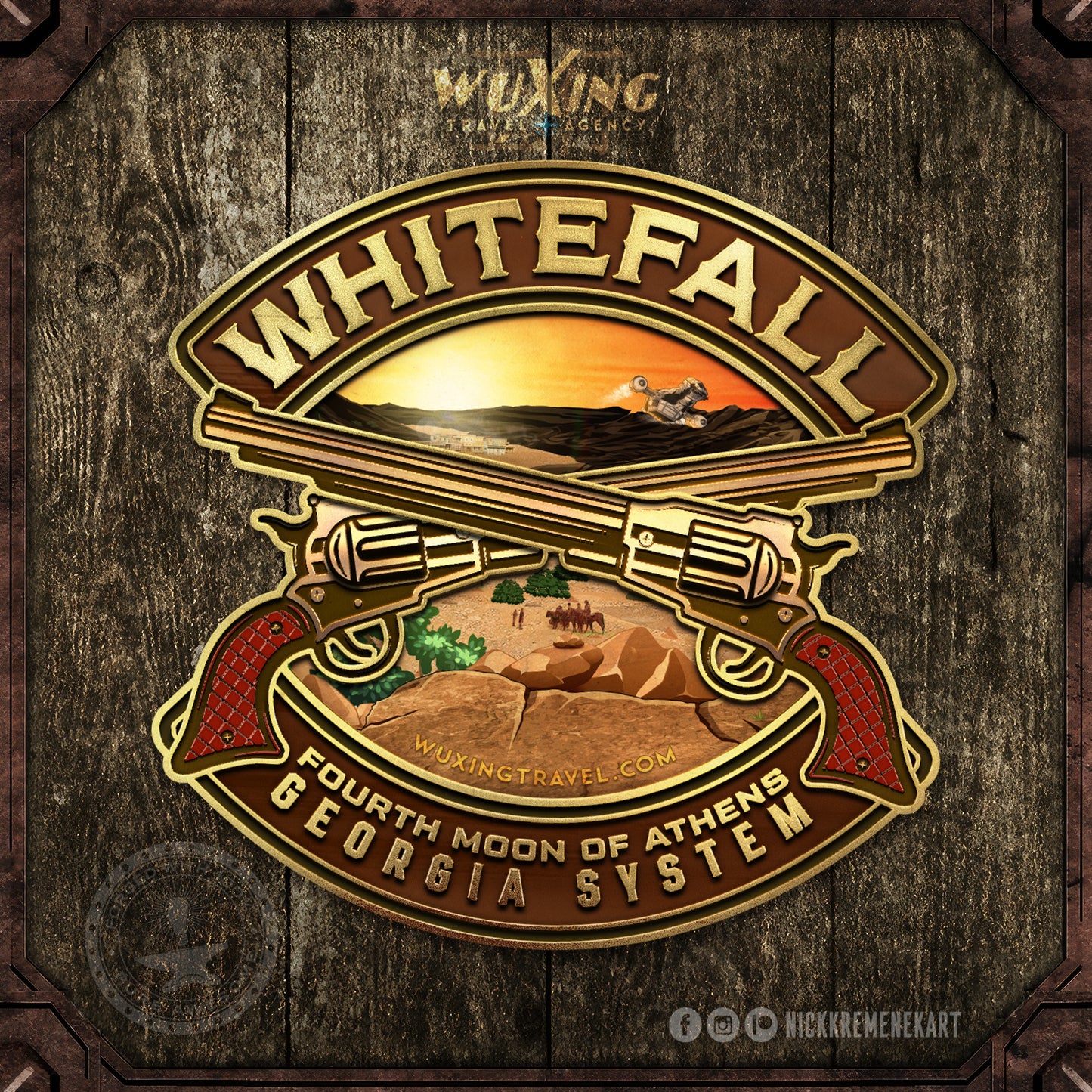 WuXing Travel Agency "Whitefall" Metallic Vinyl Sticker