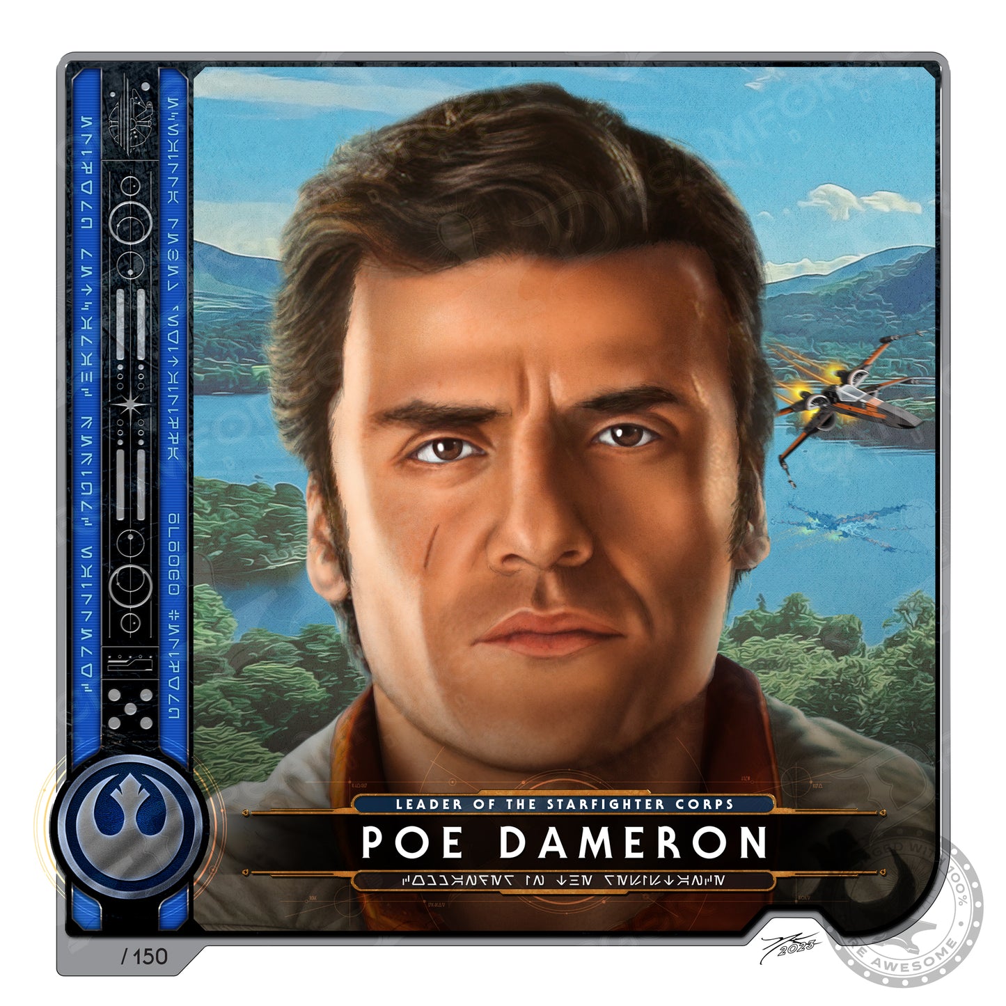 "Poe Dameron • Leader of the Starfighter Corps" Portrait Art Mini-Print • Run of 150
