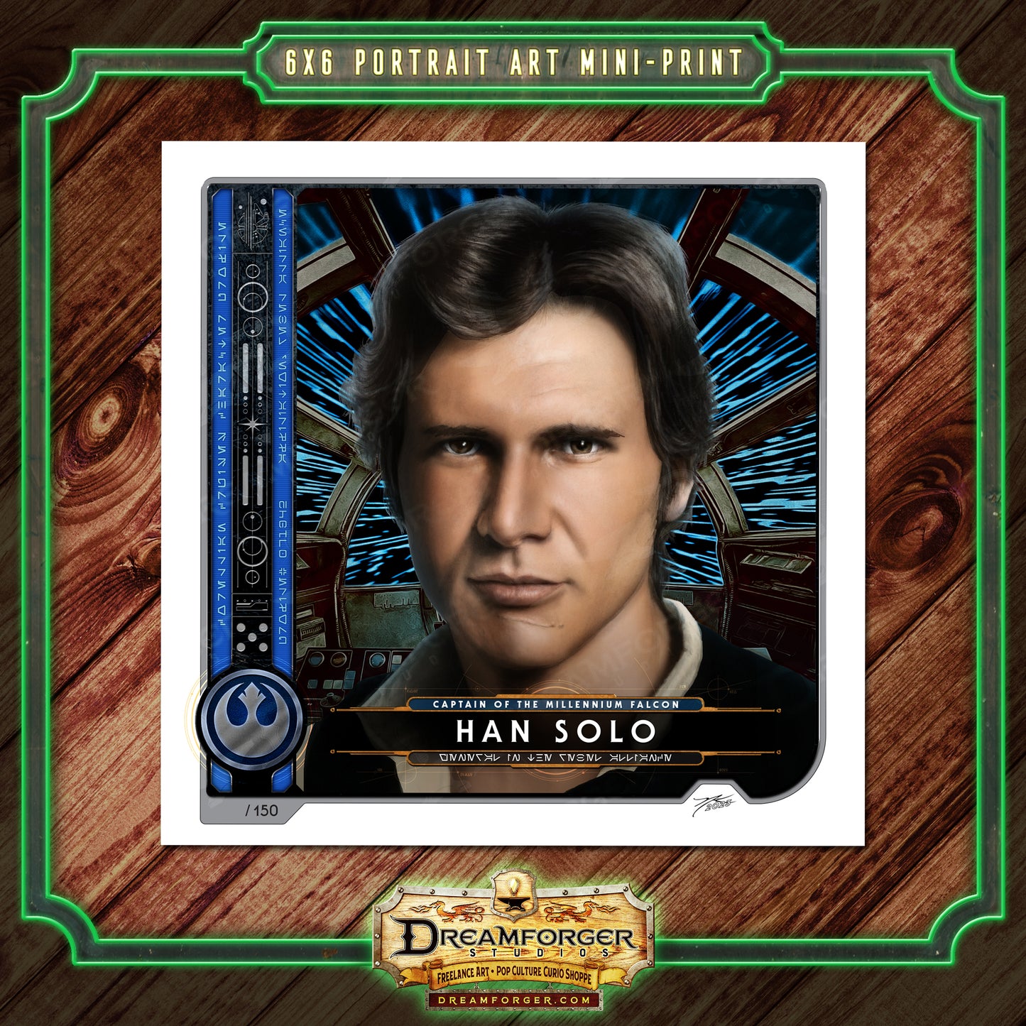 "Han Solo • Captain of the Millennium Falcon" Portrait Art Mini-Print • Run of 150