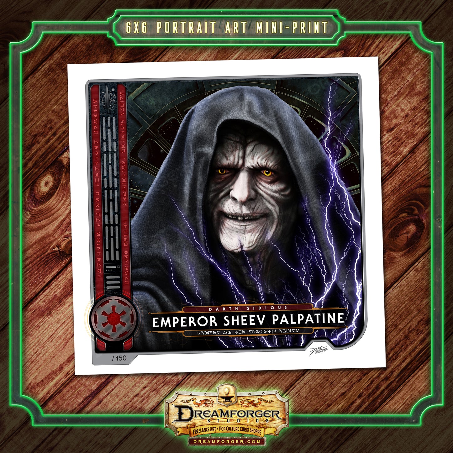 "Darth Sidious (Sheev Palpatine) • Emperor of the Galactic Empire" REFORGED Portrait Art Mini-Print • Run of 150