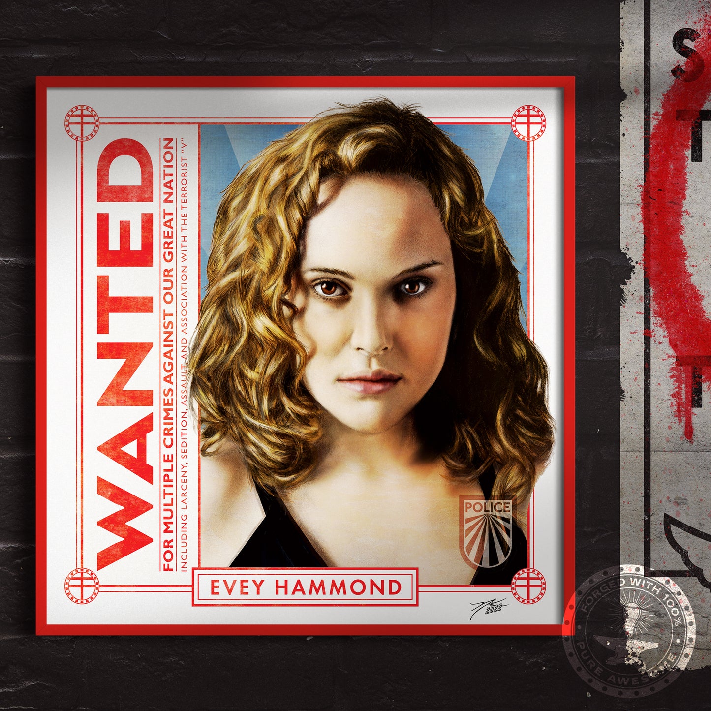 "WANTED: Evey Hammond" Portrait Art Mini-Print • Run of 150