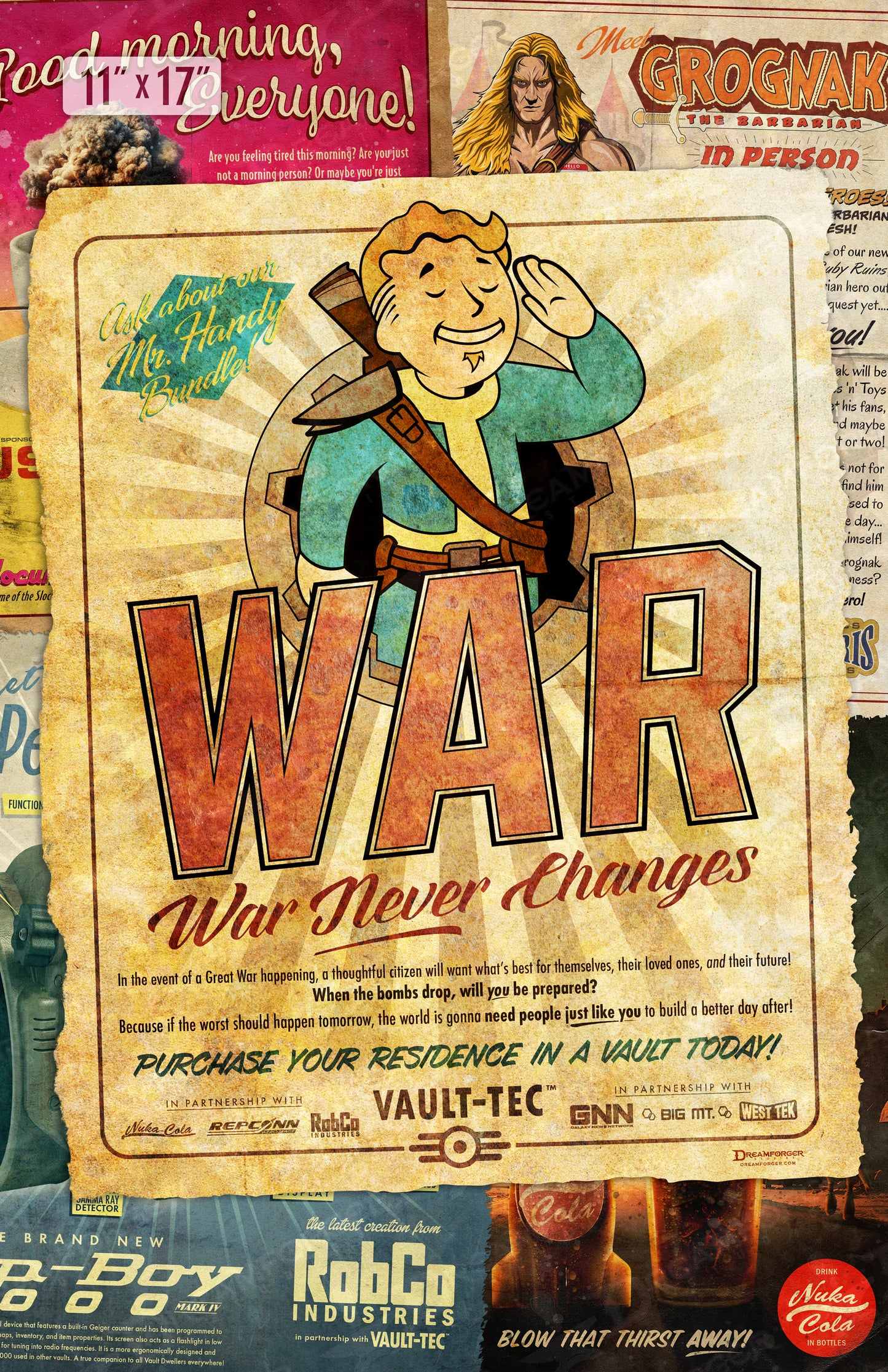 "War Never Changes Collage" Retro Ad Art Print