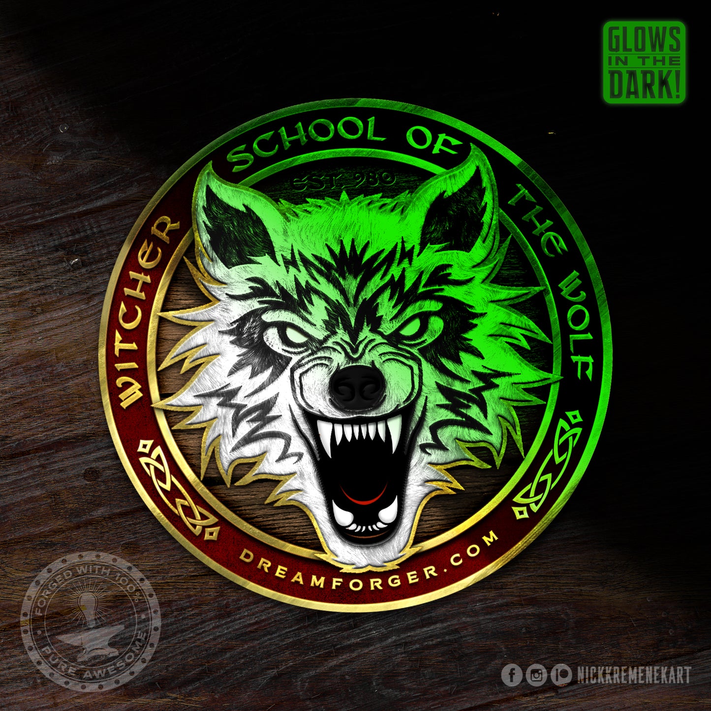 The Witchering "School of the Wolf" GITD Magical Decal