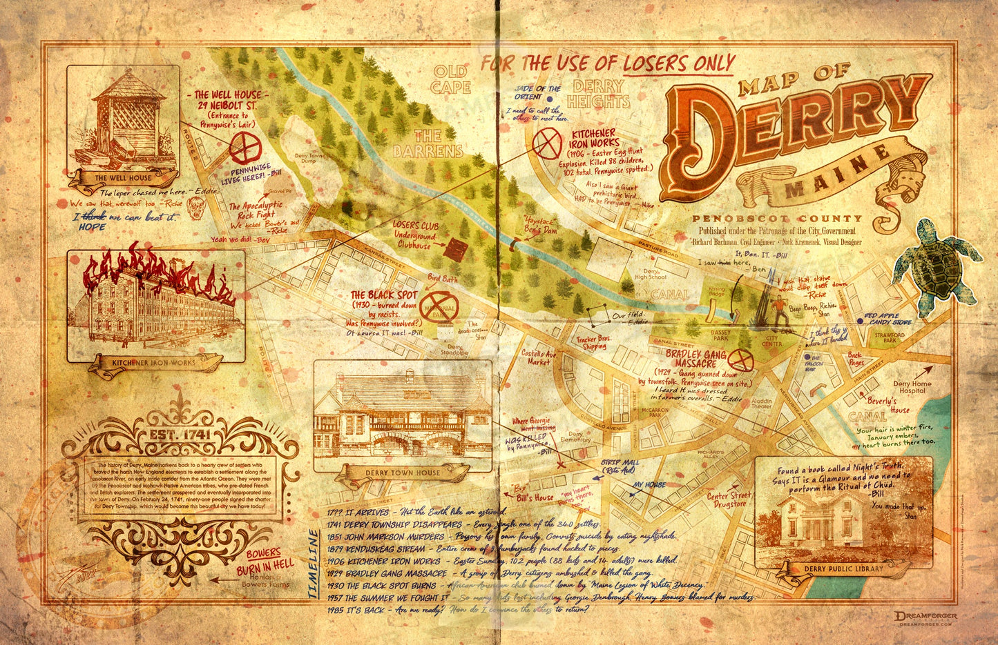 "Map of Derry (Property of The Losers Club)" Art Print