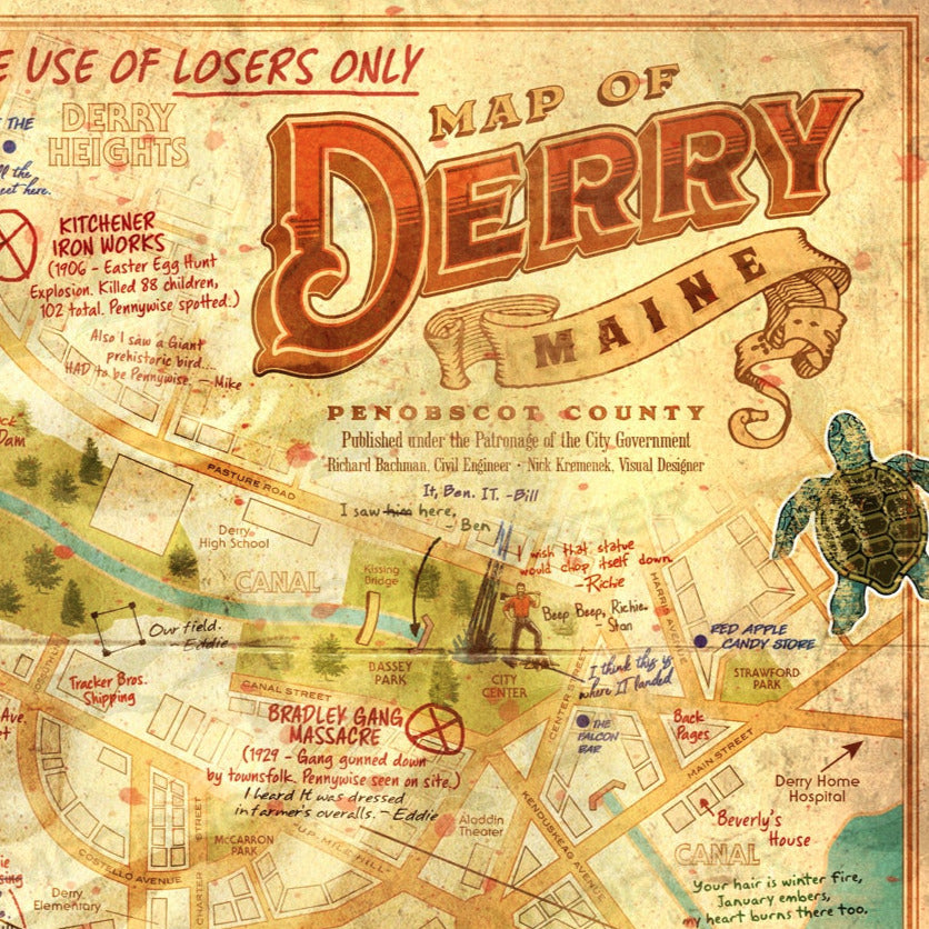 "Map of Derry (Property of The Losers Club)" Art Print