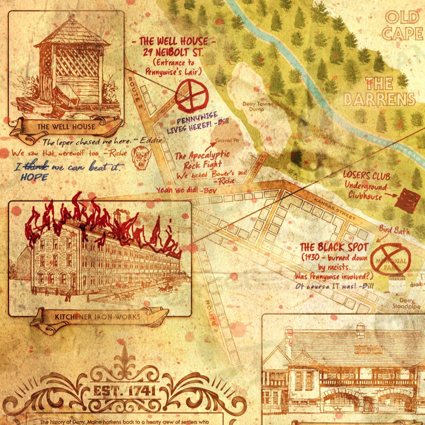 "Map of Derry (Property of The Losers Club)" Art Print