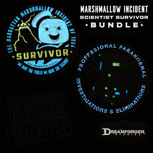 "Marshmallow Incident Scientist Survivor" Coin & Pin Bundle