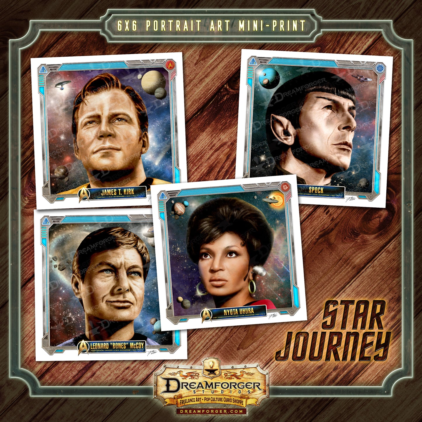 Starfleet Academy Portrait Art Mini-Print Bundle • Kirk / Spock / McCoy / Uhura