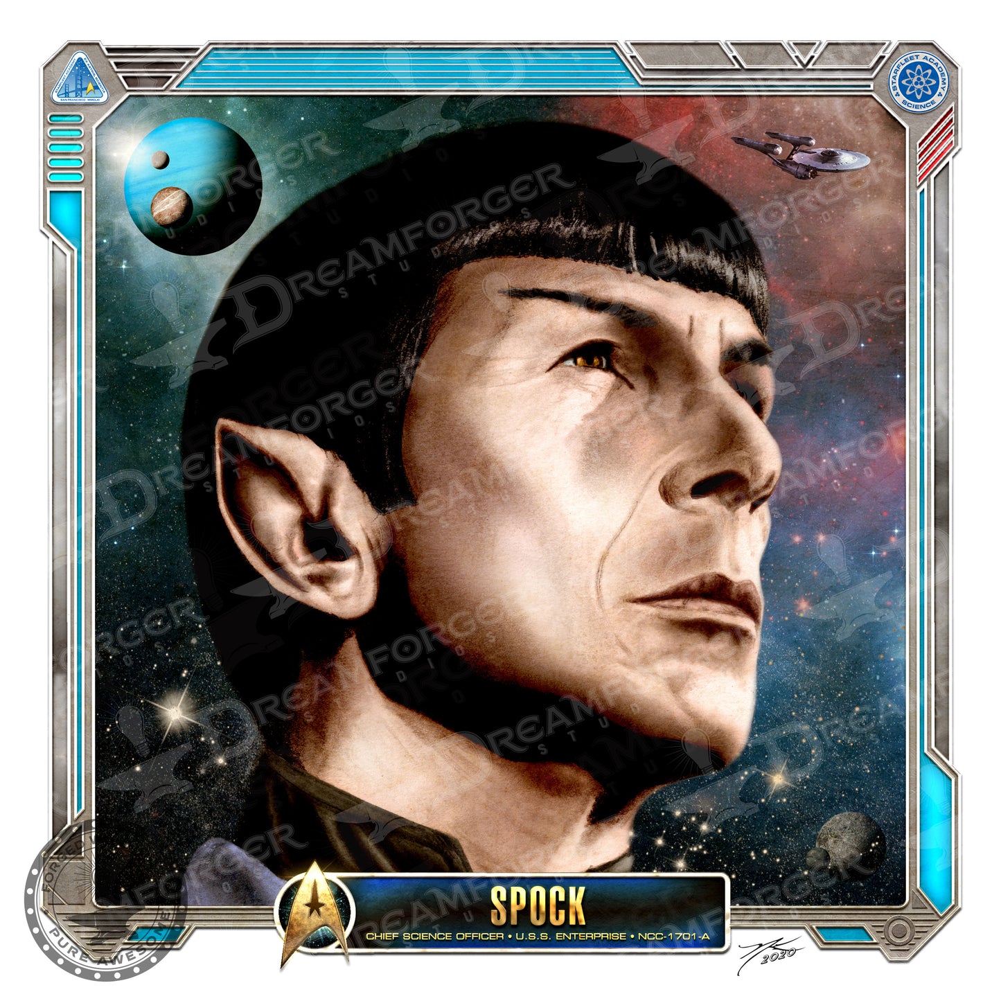 Starfleet Academy Portrait Art Mini-Print Bundle • Kirk / Spock / McCoy / Uhura