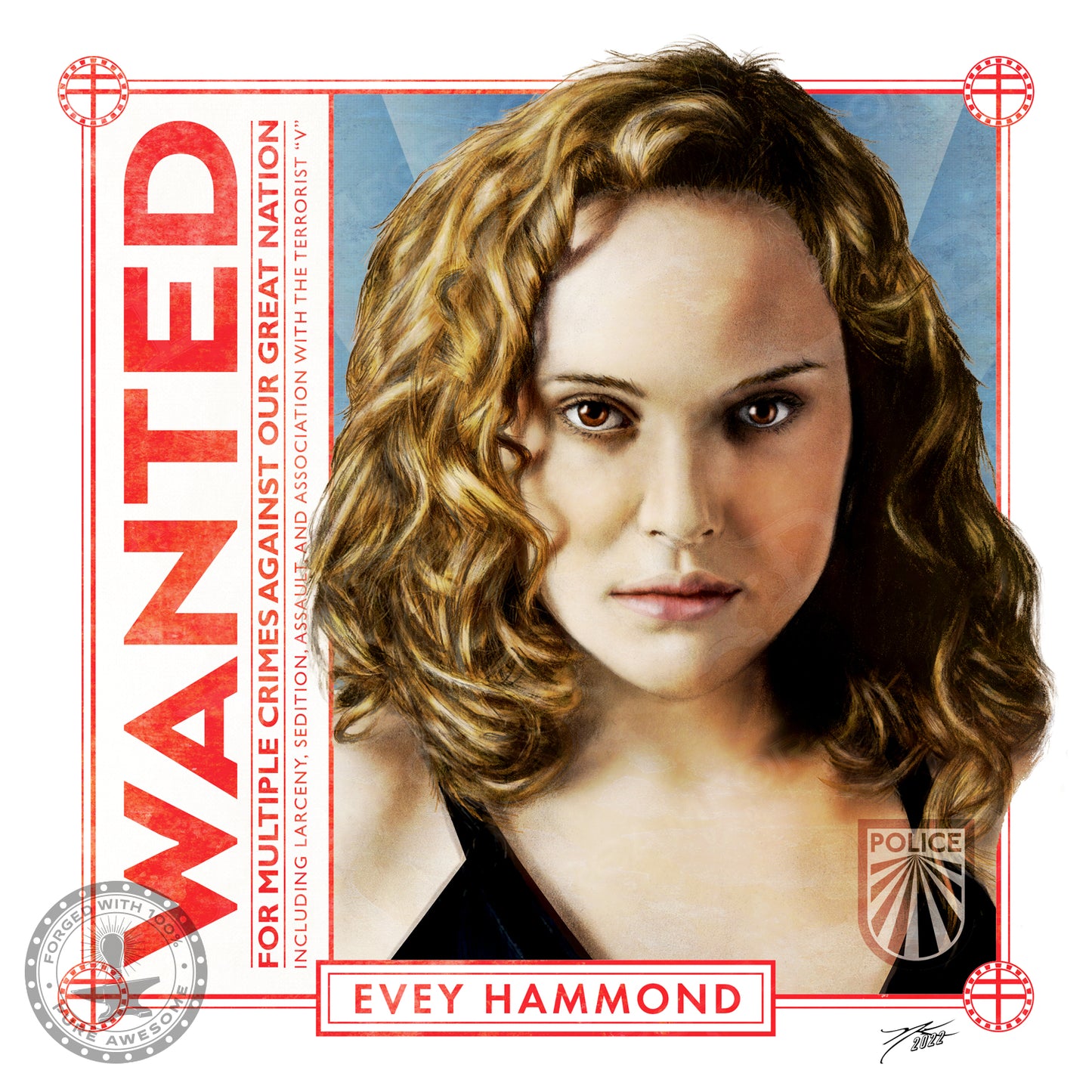 "WANTED: Evey Hammond" Portrait Art Mini-Print • Run of 150