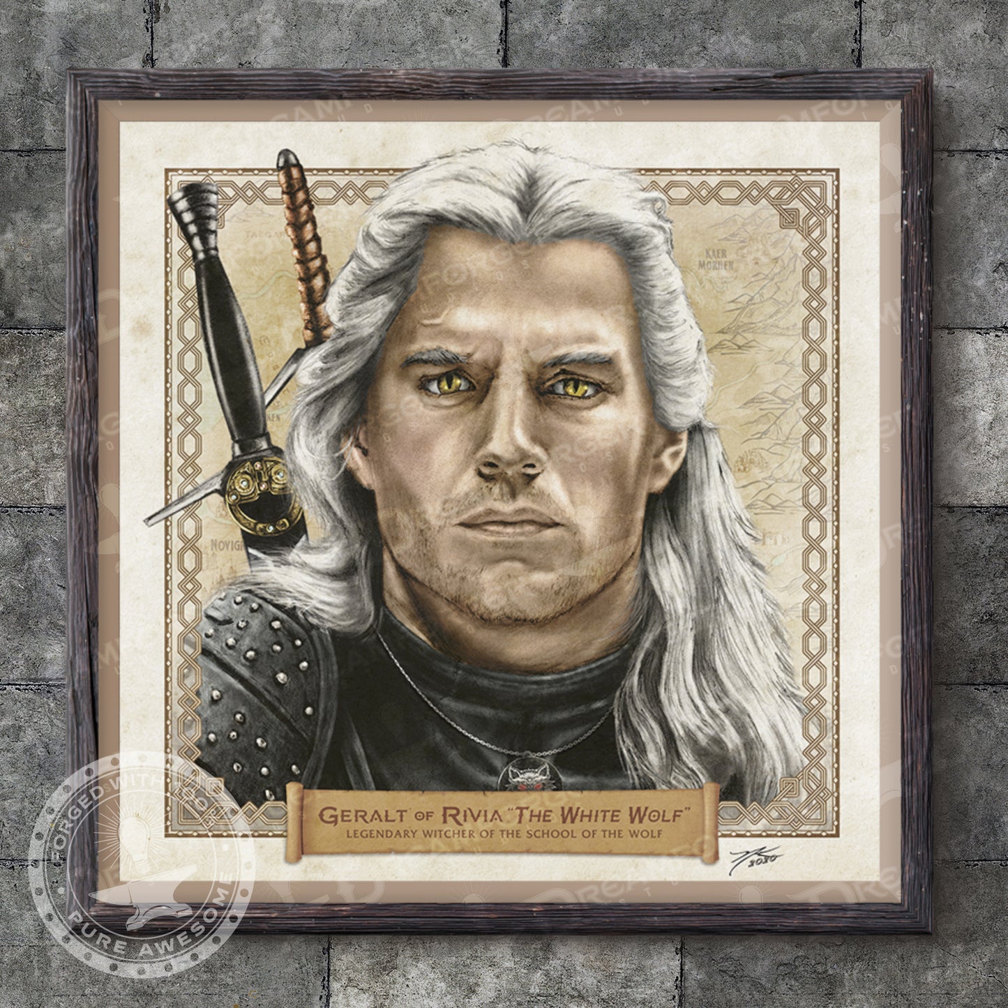 "Geralt of Rivia (The White Wolf)" Portrait Art Mini-Print • Run of 150