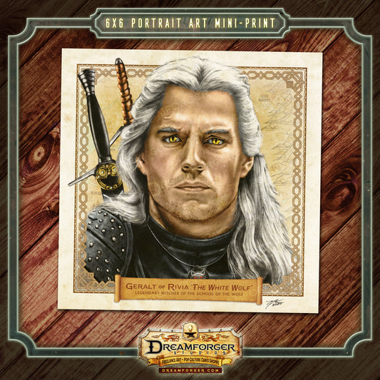 "Geralt of Rivia (The White Wolf)" Portrait Art Mini-Print • Run of 150