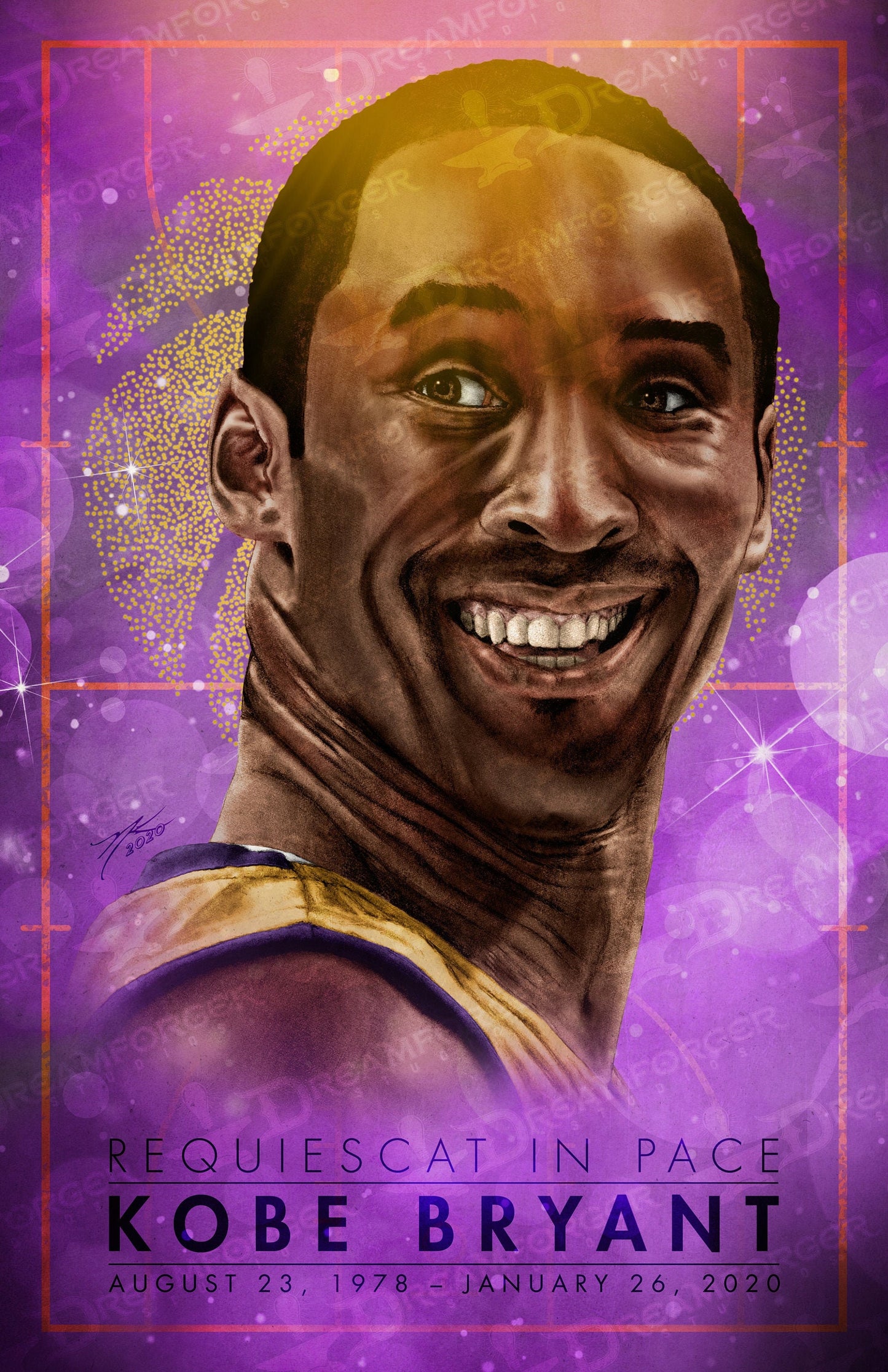 Kobe Bryant Tribute Poster 11" x 17" Hand-Drawn Custom Art (All Profits go to the MambaOnThree Fund!)