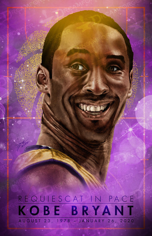 Kobe Bryant Tribute Poster 11" x 17" Hand-Drawn Custom Art (All Profits go to the MambaOnThree Fund!)