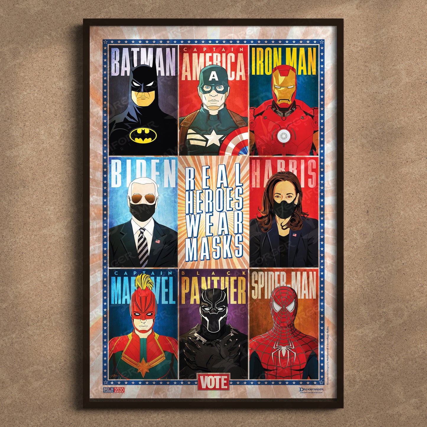 "Real Heroes Wear Masks" Limited Edition Minimalistic Superhero Political Poster