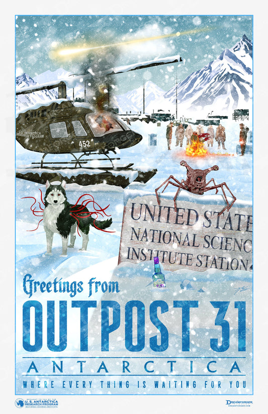 "Greetings from Outpost 31 Antarctica" Travel Poster