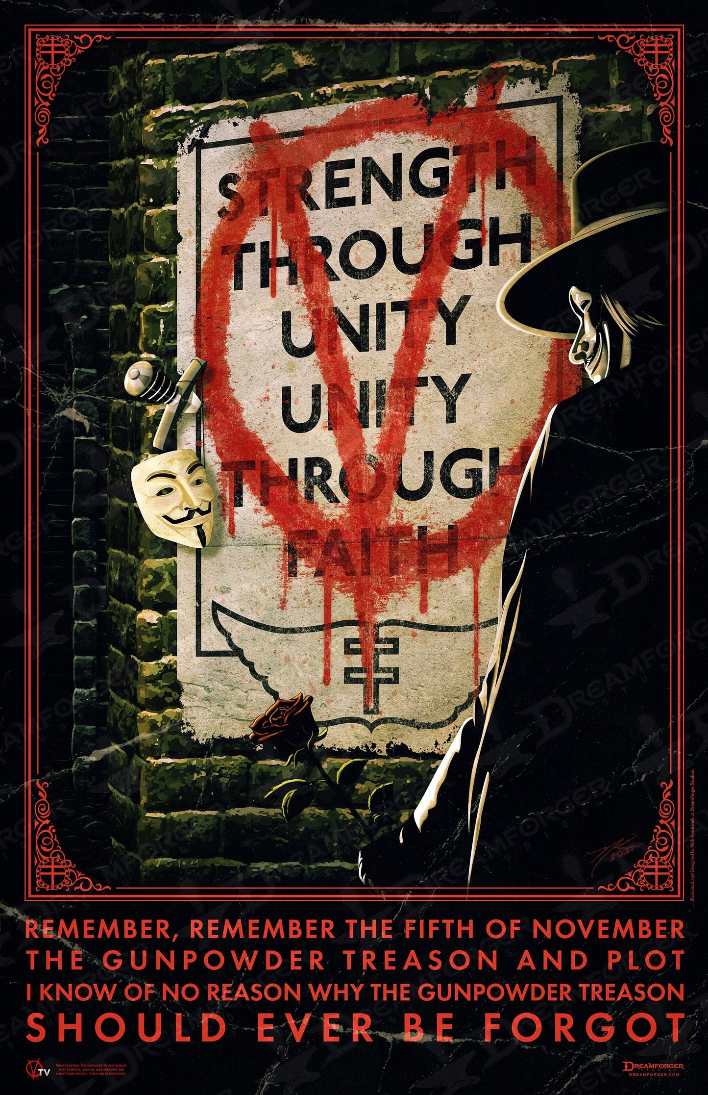 Vendetta Alley Propaganda Poster 11x17 • V for Vendetta • Guy Fawkes